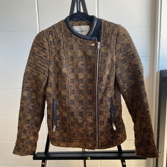 Pull & Bear Cloth Bomber Jacket Size Small - Picture 2 of 4